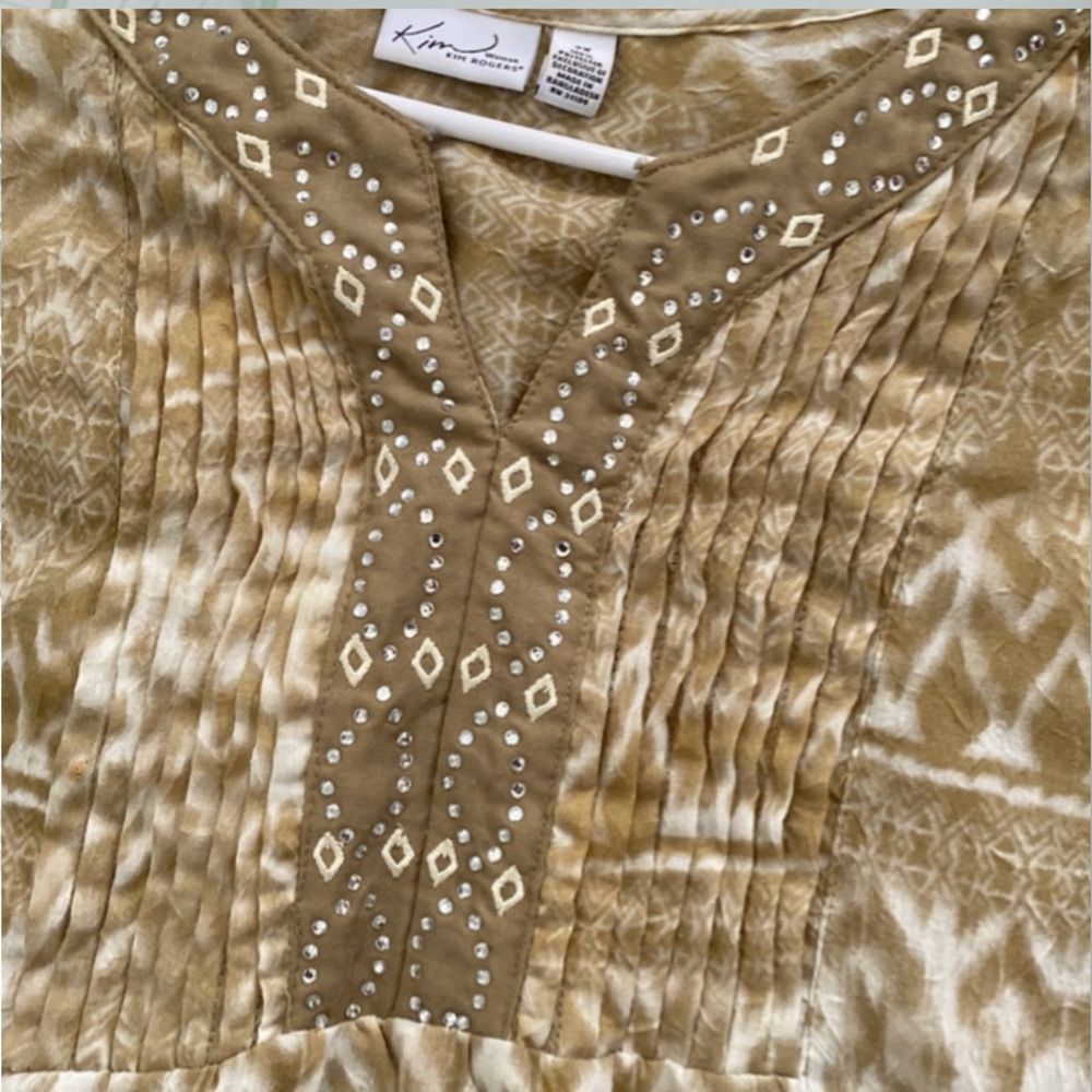 KIM ROGERS Bohemian Embellished Aztec Women's Top…27"P2P 29"length - Picture 3 of 8